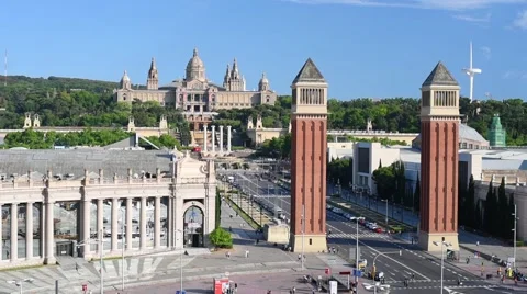 Beautiful view on The National Art Museum of Catalonia Stock Footage 59366178