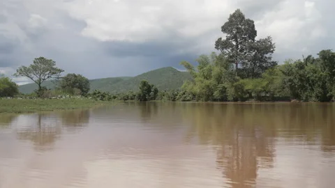 Beautiful view nature of river and mountain on sky background  動画素材 211394845