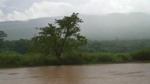 Beautiful view nature of river and mountain on sky background  動画素材 211400547