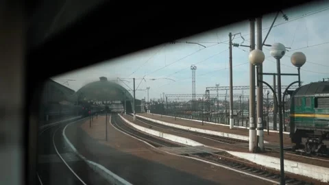 A beautiful view of nature from a train window during a journey Stock Footage 324758853
