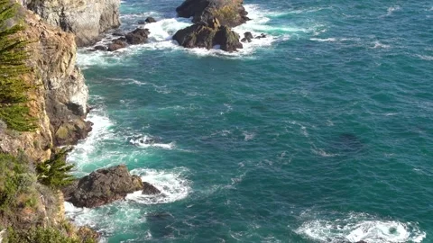 Beautiful view of the ocean and cape with rocks in California Stock Footage 154355201