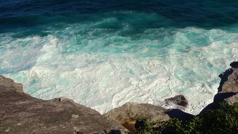 Beautiful view of the ocean beach with the rocks. Stock Footage 80582119