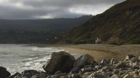 Beautiful view of the ocean coast without people in the summertime. Stock Footage 111894261