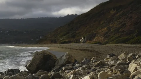 Beautiful view of the ocean coast without people in the summertime. Stock Footage