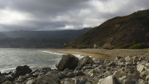 Beautiful view of the ocean coast without people in the summertime. Stock Footage 112068716