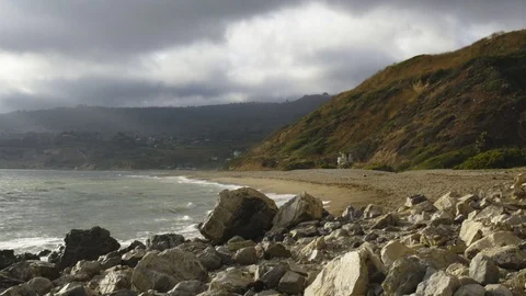 Beautiful view of the ocean coast without people in the summertime. Stock Footage 112079561