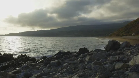 Beautiful view of the ocean coast without people in the summertime. Stock Footage 112080938