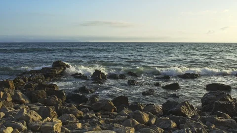 Beautiful view of the ocean coast without people in the summertime. Stock Footage 112238038
