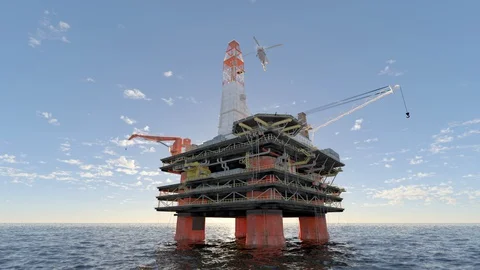Beautiful view oil platform rig derrick Video stock 128424291