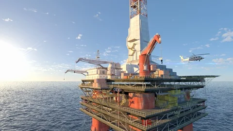 Beautiful view oil platform rig derrick Video stock 128425105