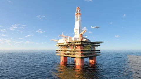 Beautiful view oil platform rig derrick Video stock 128425203