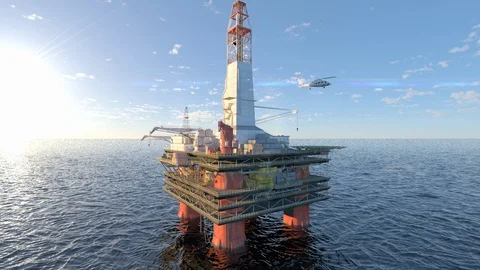 Beautiful view oil platform rig derrick Stock Footage 128425945