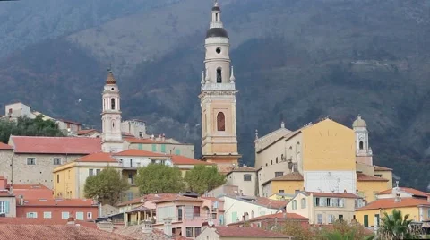 Beautiful View of the old Menton Stock Footage 56315601