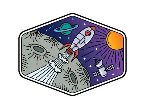 Beautiful view in outer space illustration Stock Illustration