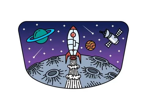 Beautiful view in outer space illustration Stock Illustration