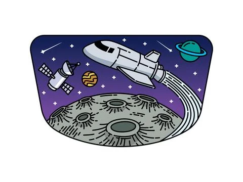 Beautiful view in outer space illustration Stock Illustration