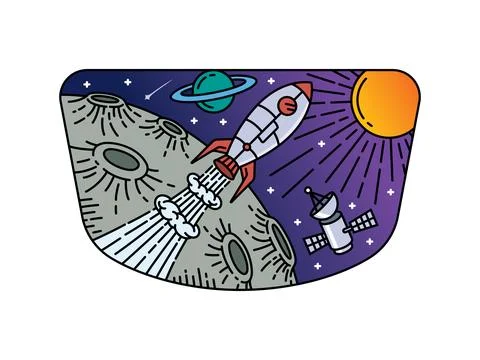 Beautiful view in outer space illustration Stock Illustration