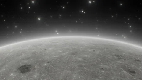 Beautiful View Over Moon Lunar Surface Outer Space Sky Twinkle Stars Stock Footage 168975897