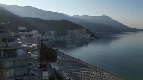 Beautiful view over Rafailovici beach, Montenegro Stock Footage 283477065