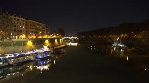 Beautiful view over the River Tiber, Rome, Italy Stock Footage 156191804