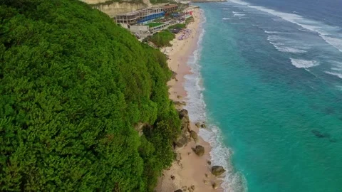 Beautiful view over the shore with beach, 2K Stock Footage 246163151