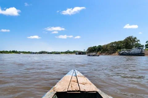 Beautiful view over the waters of the Amazon River in a boat Фото