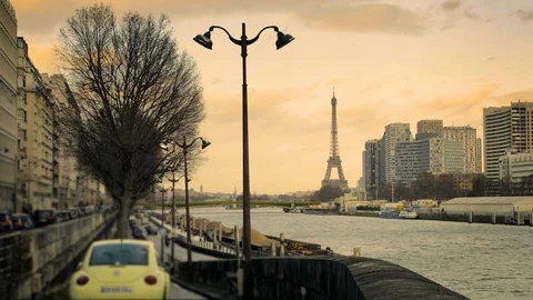 Beautiful view of paris and eiffel tower Stock Footage 111763937