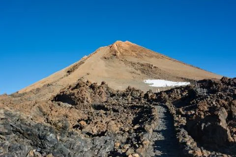 Beautiful view of the path to the top of Teide Volcano in Tenerife, Canary Is Stock Photos