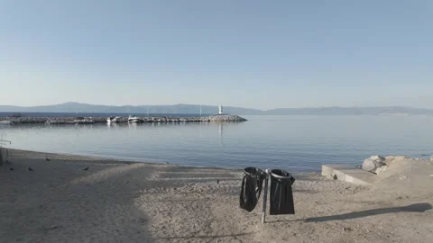 Beautiful View of a Pier from the Seashore Stock Footage 310742092