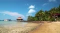 Beautiful view of the pier with ships on Koh Wai island in Thailand HD Footage