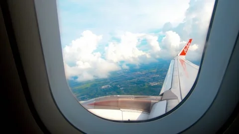 A beautiful view from the plane window overlooking in Thailand Stock Footage 136233890