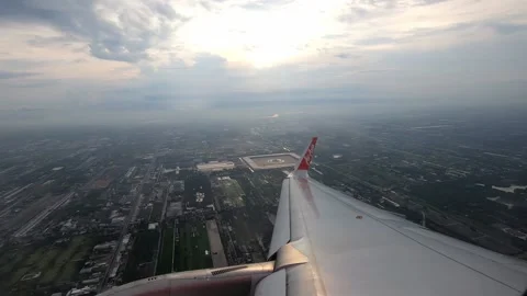 A beautiful view from the plane window overlooking in Thailand Stock Footage 136242802