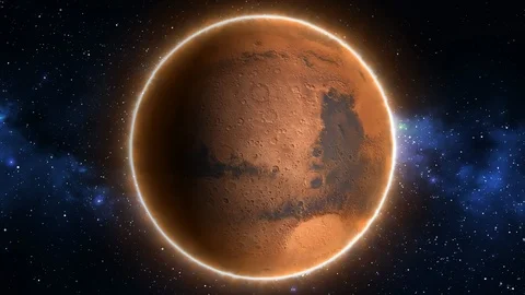 Beautiful View of Planet Mars from Space Timelapse and Stars Stock Footage 118460673