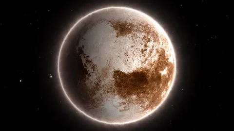 Beautiful View of Planet Pluto from Space Timelapse and Stars Stock Footage 118954493
