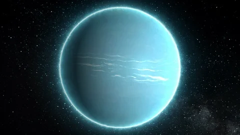 Beautiful View of Planet Uranus from Space Timelapse and Stars Stock Footage 118954737