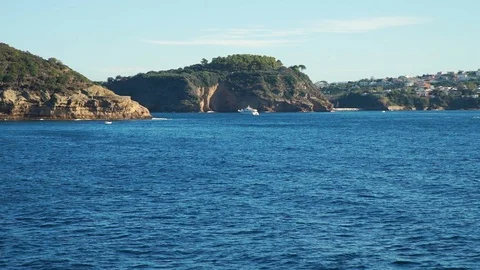 Beautiful View of Procida Island from a Ferry Stock Footage 122240892