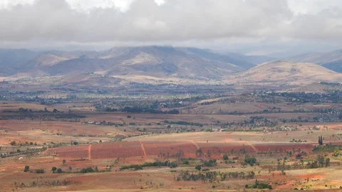 Beautiful View Of Red And Brown Earth Landscape, Ranomafana Madagascar Stock Footage 122307995
