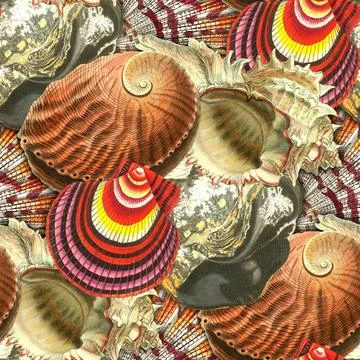 A beautiful view of a repeating pattern made of illustrations of colorful sea Foto stock