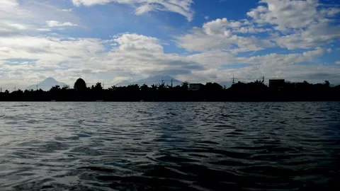 Beautiful view: the river and the sky Video stock 230211833