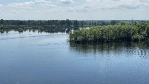 Beautiful view of the river from the bridge Stockbeeldmateriaal 306172732