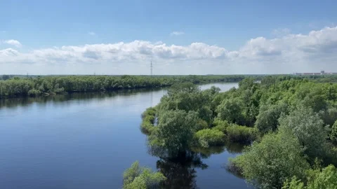 Beautiful view of the river from the bridge Stock Footage 306172873