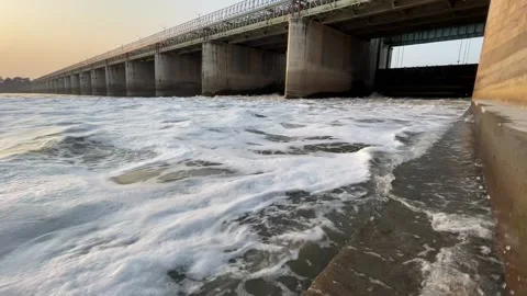 Beautiful view of a river dam Stock Footage 171919299