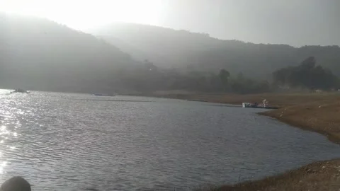 Beautiful view of river side island. Stock Footage 326213475