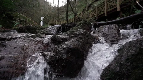 Beautiful view of river stream falling through the rocks. Stock Footage 145240319