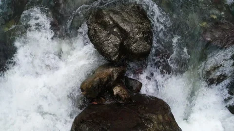 Beautiful view of river stream falling through the rocks. Stock Footage 145242405
