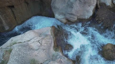 Beautiful view of river stream falling through the rocks. Stock Footage 147089352