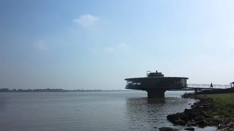 Beautiful view of the river from the Usina do Gasometro in Porto Alegre Stock Footage 202024107