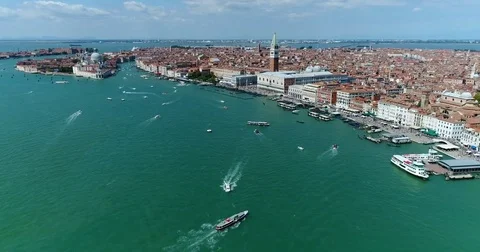 Beautiful view of the riverscape from copter. Charming Wien atmosphere. Stock Footage 82243872