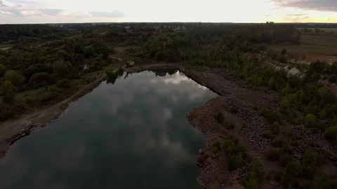 Beautiful view from a road going through the beautiful lake and forest Stock Footage 91033644