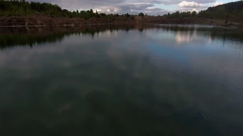 Beautiful view from a road going through the beautiful lake and forest Stock Footage 91699902